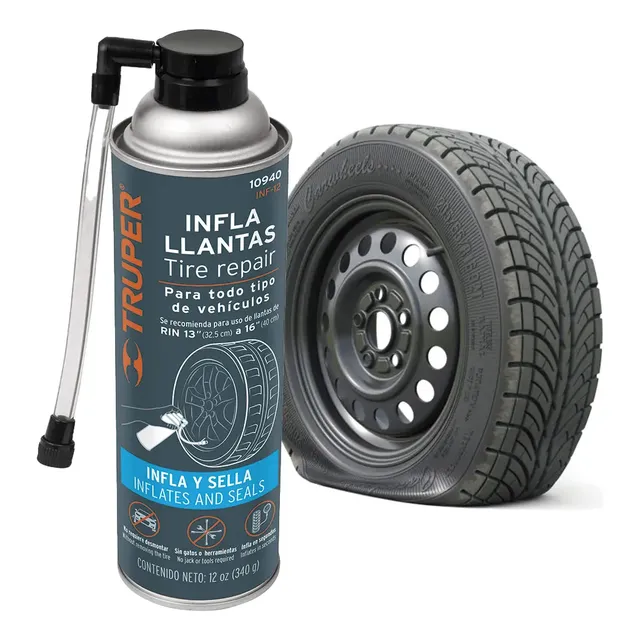 Antipinchazo Inflador Y Reparador De Neumaticos 340ml Truper 1 Antipinchazo Inflador Y Reparador De Neumaticos 340ml Truper